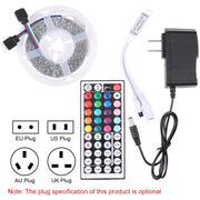 Bare Board 2835 SMD RGB LED Rope Light, 60 LED/m, Length: 5m, 12V 2A 100-240V, with 44-key Remote Control (EU Plug)