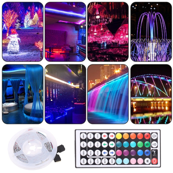 Bare Board 2835 SMD RGB LED Rope Light, 60 LED/m, Length: 5m, 12V 2A 100-240V, with 44-key Remote Control (US Plug)
