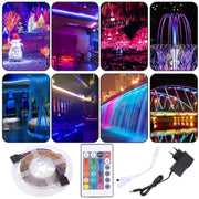Bare Board 2835 SMD RGB LED Rope Light, 60 LED/m, Length: 5m, 12V 2A 100-240V, with 24-key Remote Control(UK Plug)