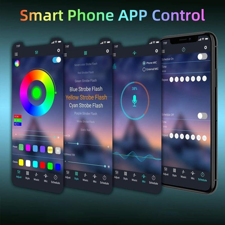 Smart Bluetooth APP Control Bare Board 2835 SMD RGB LED Rope Light, 60 LED/m, Length: 5m, 12V 2A 100-240V(AU Plug)