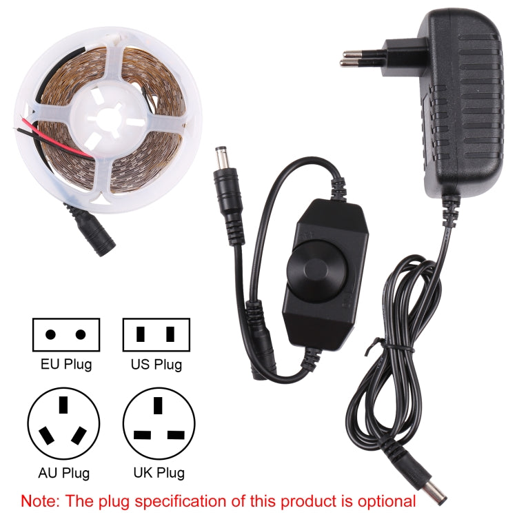 Bare Board 2835 SMD Dimmable White Light / Warm Light LED Rope Light, 60 LED/m, Length: 5m, 12V 2A 100-240V(US Plug)