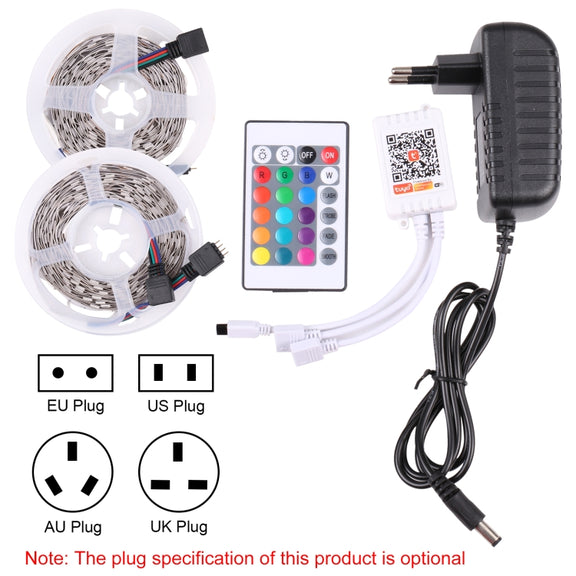 2pcs Bare Board 5050 SMD RGB LED Rope Light, 30 LED/m, Length: 5m, 12V 2A 100-240V, with 24 Keys Doodle Controller (AU Plug)