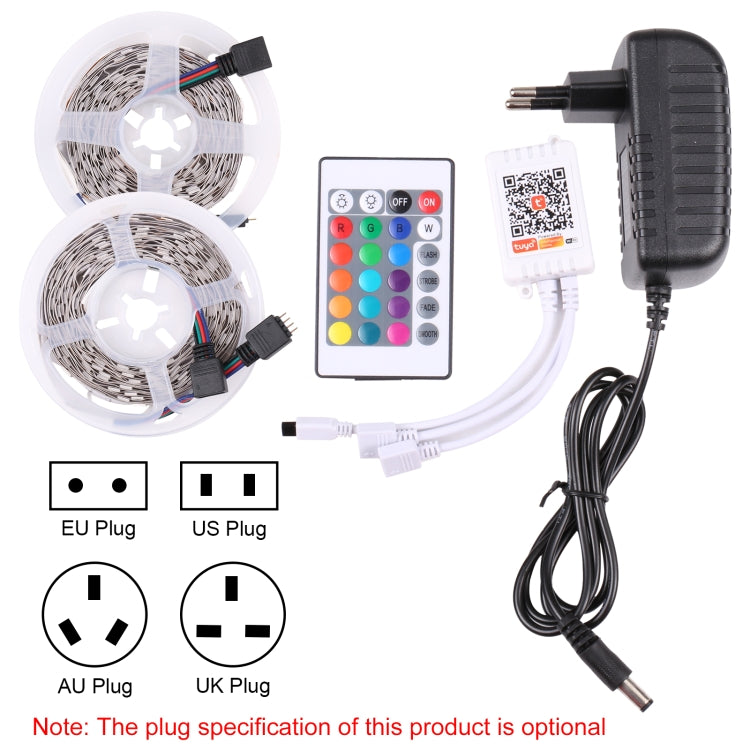 2pcs Bare Board 5050 SMD RGB LED Rope Light, 30 LED/m, Length: 5m, 12V 2A 100-240V, with 24 Keys Doodle Controller (UK Plug)