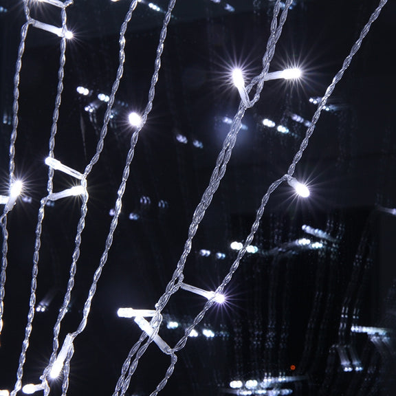 UL588 10m IP43 Water-resistant LED Curtain Light, 100 LEDs Fairy String Decorative Light with End Joint & 8 Model Functions, US Plug (White Light)