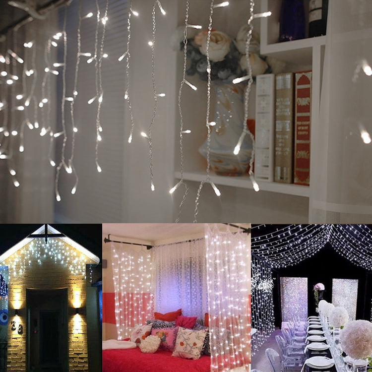 UL588 10m IP43 Water-resistant LED Curtain Light, 100 LEDs Fairy String Decorative Light with End Joint & 8 Model Functions, US Plug (White Light)