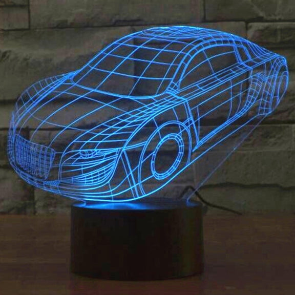 Car Style 3D Touch Switch Control LED Light , 7 Color Discoloration Creative Visual Stereo Lamp Desk Lamp Night Light