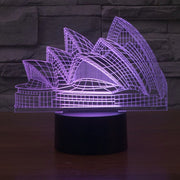 Sydney Opera House Style 3D Touch Switch Control LED Light , 7 Color Discoloration Creative Visual Stereo Lamp Desk Lamp Night Light