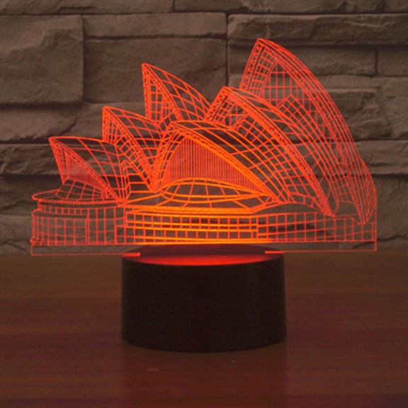 Sydney Opera House Style 3D Touch Switch Control LED Light , 7 Color Discoloration Creative Visual Stereo Lamp Desk Lamp Night Light