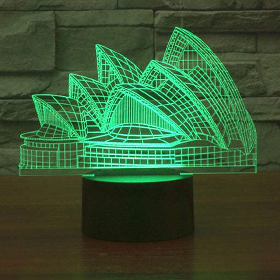 Sydney Opera House Style 3D Touch Switch Control LED Light , 7 Color Discoloration Creative Visual Stereo Lamp Desk Lamp Night Light