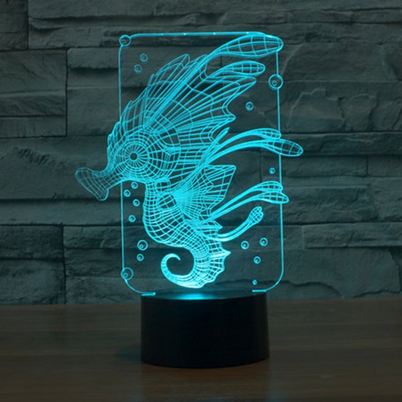 Hippocampus Style 3D Touch Switch Control LED Light , 7 Colour Discoloration Creative Visual Stereo Lamp Desk Lamp Night Light