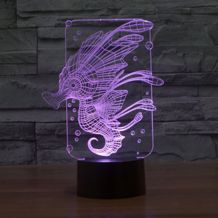 Hippocampus Style 3D Touch Switch Control LED Light , 7 Colour Discoloration Creative Visual Stereo Lamp Desk Lamp Night Light