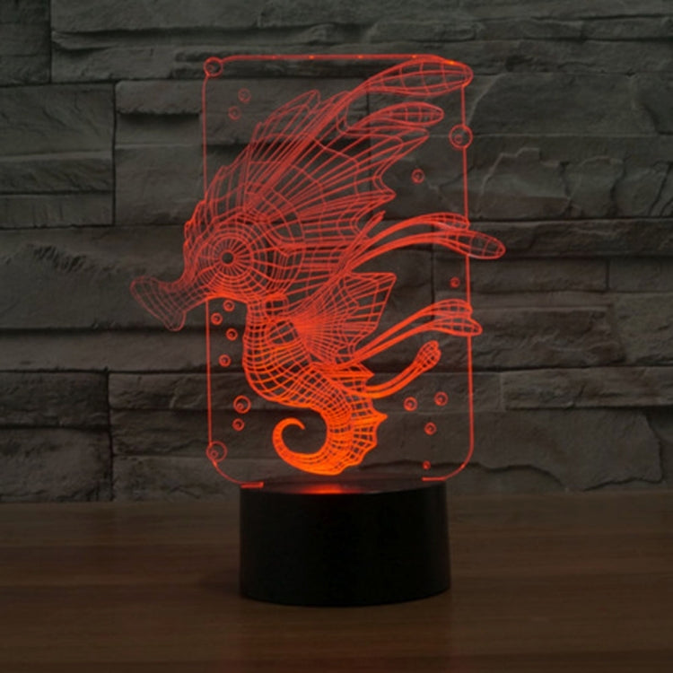 Hippocampus Style 3D Touch Switch Control LED Light , 7 Colour Discoloration Creative Visual Stereo Lamp Desk Lamp Night Light
