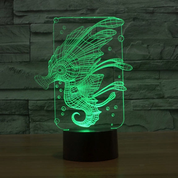 Hippocampus Style 3D Touch Switch Control LED Light , 7 Colour Discoloration Creative Visual Stereo Lamp Desk Lamp Night Light