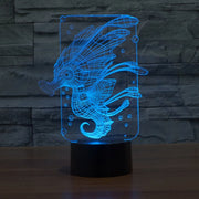 Hippocampus Style 3D Touch Switch Control LED Light , 7 Colour Discoloration Creative Visual Stereo Lamp Desk Lamp Night Light