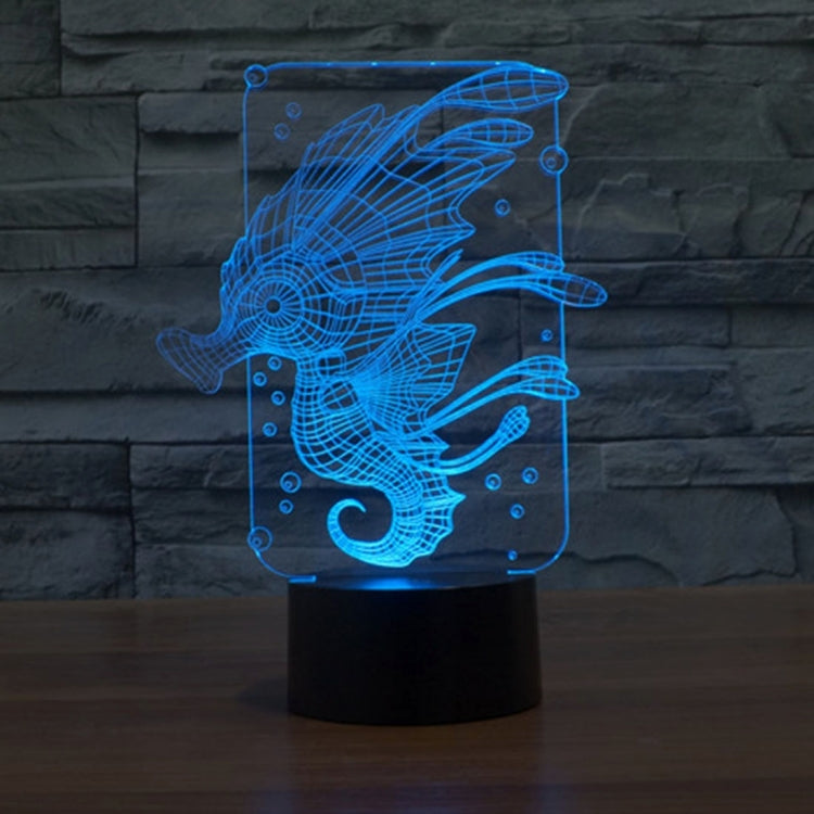 Hippocampus Style 3D Touch Switch Control LED Light , 7 Colour Discoloration Creative Visual Stereo Lamp Desk Lamp Night Light