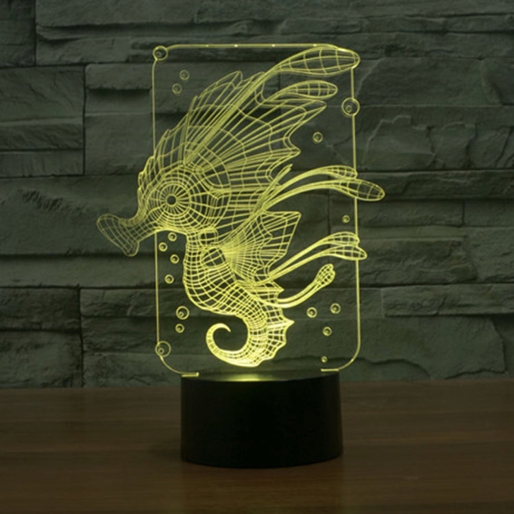 Hippocampus Style 3D Touch Switch Control LED Light , 7 Colour Discoloration Creative Visual Stereo Lamp Desk Lamp Night Light