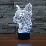 Side Face Cat Style 3D Touch Switch Control LED Light , 7 Color Discoloration Creative Visual Stereo Lamp Desk Lamp Night Light