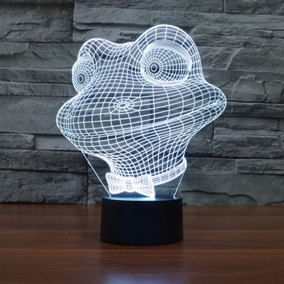Frog Style 3D Touch Switch Control LED Light , 7 Color Discoloration Creative Visual Stereo Lamp Desk Lamp Night Light