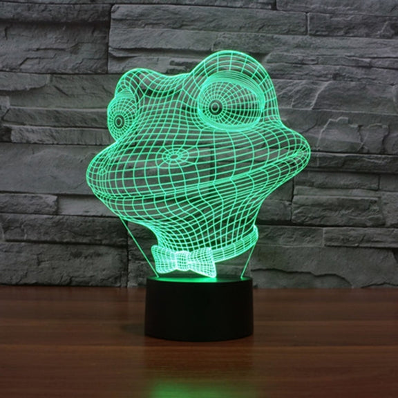 Frog Style 3D Touch Switch Control LED Light , 7 Color Discoloration Creative Visual Stereo Lamp Desk Lamp Night Light