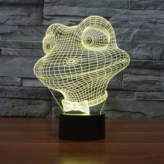 Frog Style 3D Touch Switch Control LED Light , 7 Color Discoloration Creative Visual Stereo Lamp Desk Lamp Night Light