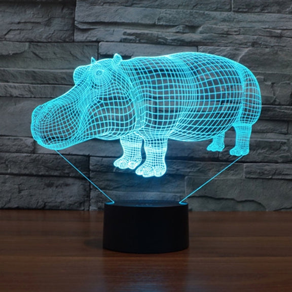 Rhino Style 3D Touch Switch Control LED Light , 7 Color Discoloration Creative Visual Stereo Lamp Desk Lamp Night Light