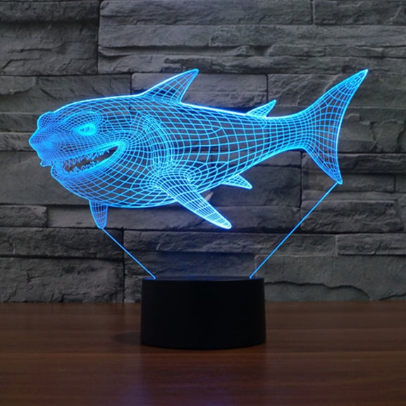 Side Face Shark Style 3D Touch Switch Control LED Light , 7 Color Discoloration Creative Visual Stereo Lamp Desk Lamp Night Light