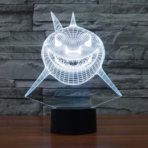 Positive Face Shark Style 3D Touch Switch Control LED Light , 7 Color Discoloration Creative Visual Stereo Lamp Desk Lamp Night Light