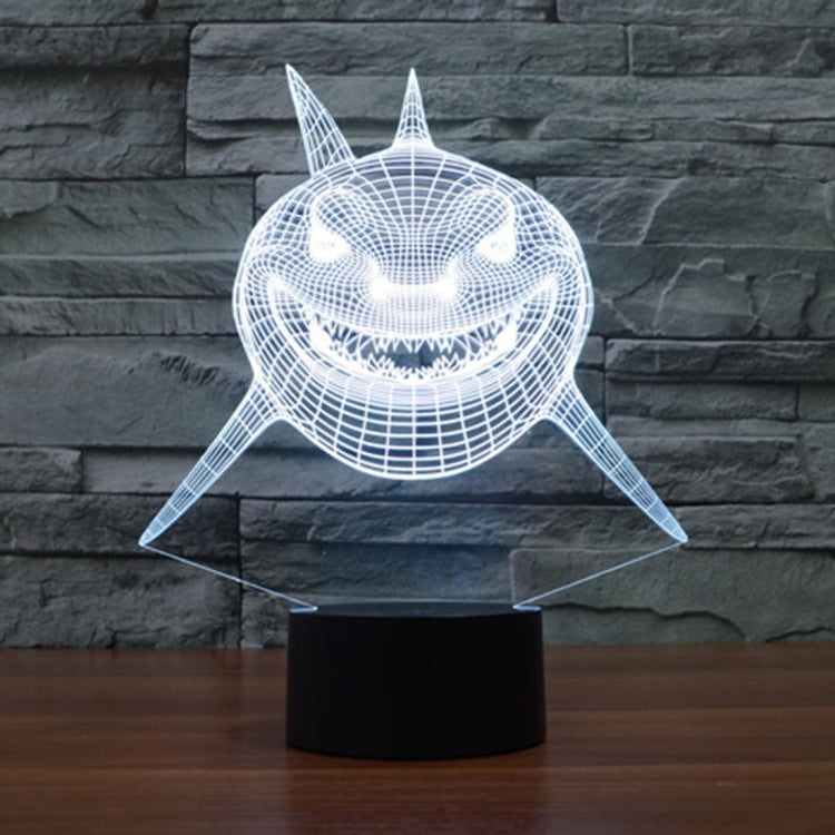 Positive Face Shark Style 3D Touch Switch Control LED Light , 7 Color Discoloration Creative Visual Stereo Lamp Desk Lamp Night Light