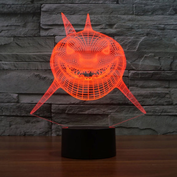 Positive Face Shark Style 3D Touch Switch Control LED Light , 7 Color Discoloration Creative Visual Stereo Lamp Desk Lamp Night Light
