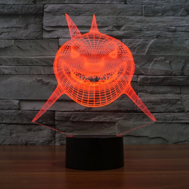 Positive Face Shark Style 3D Touch Switch Control LED Light , 7 Color Discoloration Creative Visual Stereo Lamp Desk Lamp Night Light