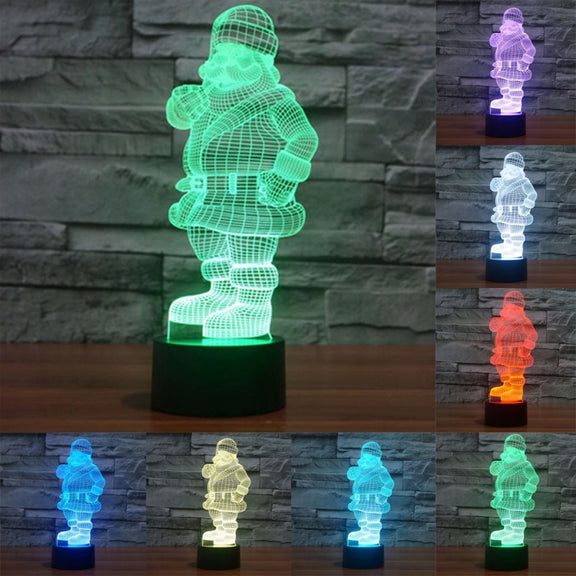 Santa Claus Style 3D Touch Switch Control LED Light , 7 Color Discoloration Creative Visual Stereo Lamp Desk Lamp Night Light