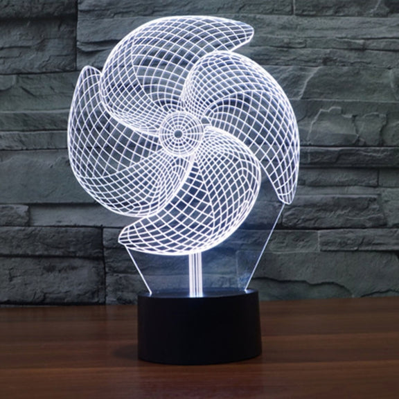 Big Pinwheel Style 3D Touch Switch Control LED Light , 7 Color Discoloration Creative Visual Stereo Lamp Desk Lamp Night Light