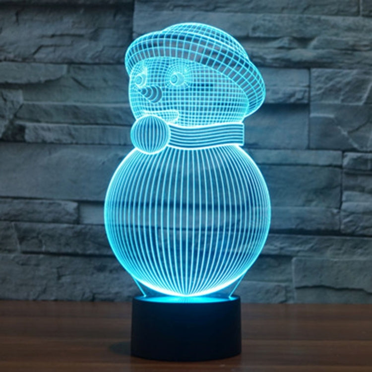 Snowman Style 3D Touch Switch Control LED Light , 7 Color Discoloration Creative Visual Stereo Lamp Desk Lamp Night Light