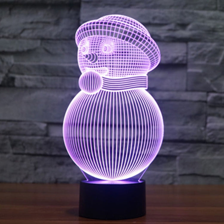 Snowman Style 3D Touch Switch Control LED Light , 7 Color Discoloration Creative Visual Stereo Lamp Desk Lamp Night Light