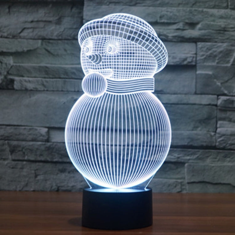 Snowman Style 3D Touch Switch Control LED Light , 7 Color Discoloration Creative Visual Stereo Lamp Desk Lamp Night Light