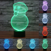 Snowman Style 3D Touch Switch Control LED Light , 7 Color Discoloration Creative Visual Stereo Lamp Desk Lamp Night Light