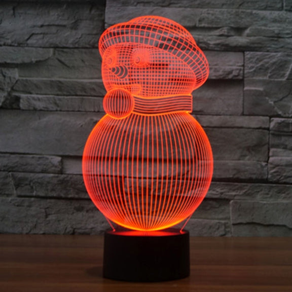 Snowman Style 3D Touch Switch Control LED Light , 7 Color Discoloration Creative Visual Stereo Lamp Desk Lamp Night Light