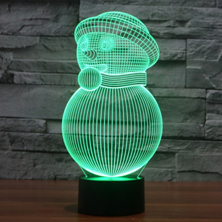 Snowman Style 3D Touch Switch Control LED Light , 7 Color Discoloration Creative Visual Stereo Lamp Desk Lamp Night Light