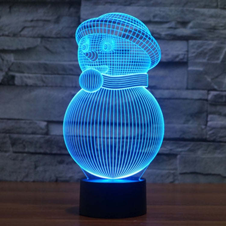 Snowman Style 3D Touch Switch Control LED Light , 7 Color Discoloration Creative Visual Stereo Lamp Desk Lamp Night Light