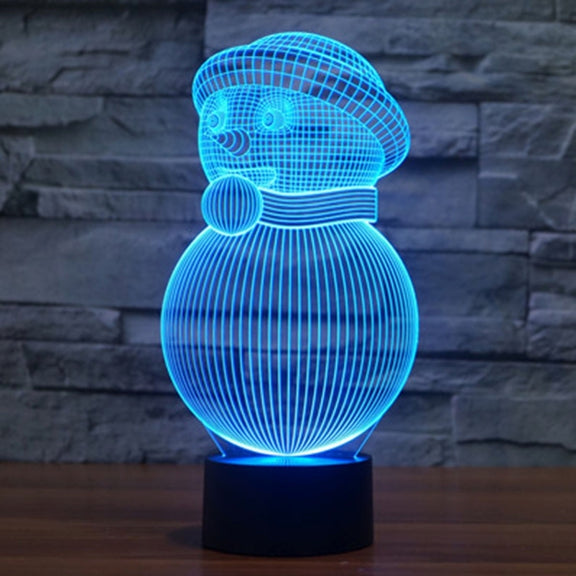 Snowman Style 3D Touch Switch Control LED Light , 7 Color Discoloration Creative Visual Stereo Lamp Desk Lamp Night Light