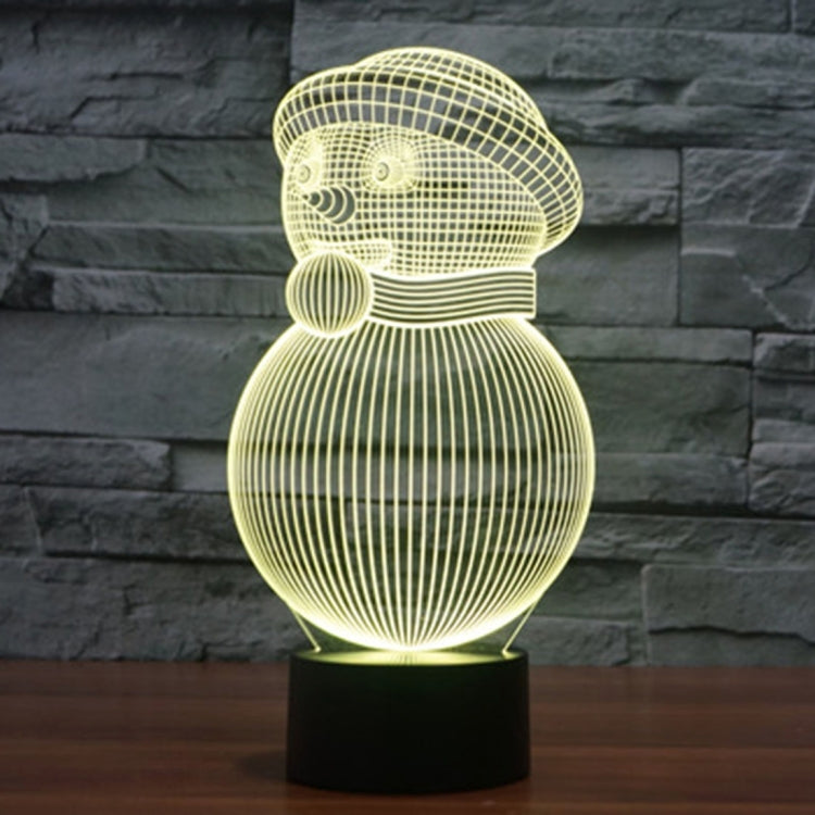Snowman Style 3D Touch Switch Control LED Light , 7 Color Discoloration Creative Visual Stereo Lamp Desk Lamp Night Light