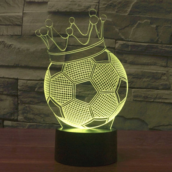 Football Crown Style 3D Touch Switch Control LED Light , 7 Color Discoloration Creative Visual Stereo Lamp Desk Lamp Night Light