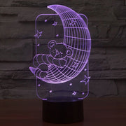 Moon Bears Style 3D Touch Switch Control LED Light , 7 Color Discoloration Creative Visual Stereo Lamp Desk Lamp Night Light