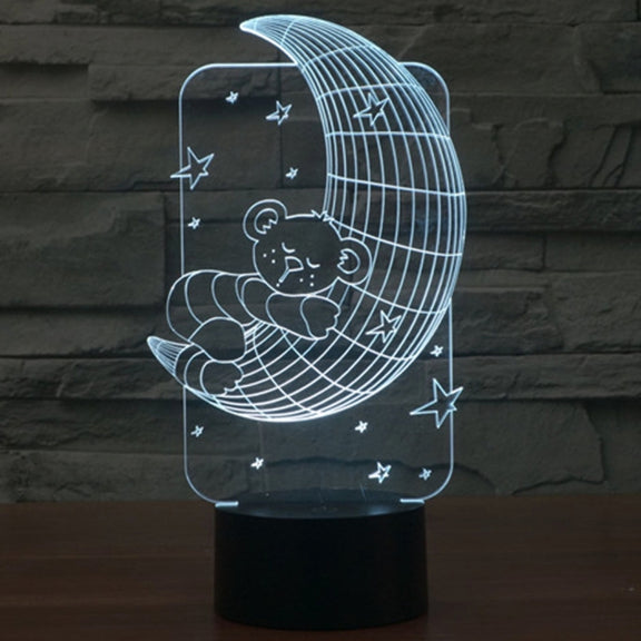 Moon Bears Style 3D Touch Switch Control LED Light , 7 Color Discoloration Creative Visual Stereo Lamp Desk Lamp Night Light