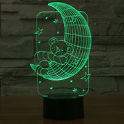 Moon Bears Style 3D Touch Switch Control LED Light , 7 Color Discoloration Creative Visual Stereo Lamp Desk Lamp Night Light