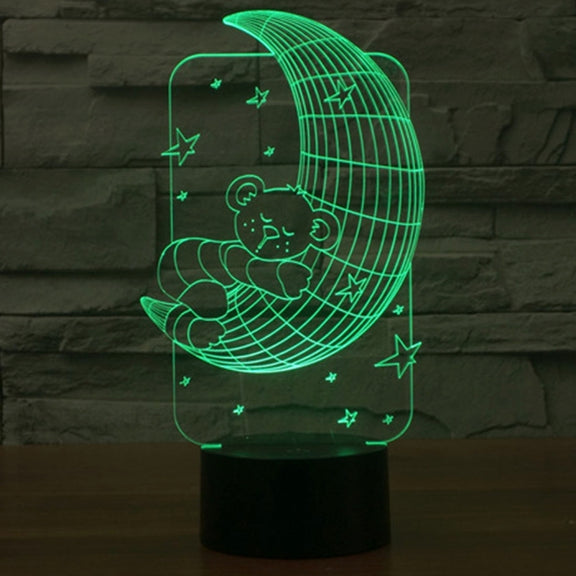 Moon Bears Style 3D Touch Switch Control LED Light , 7 Color Discoloration Creative Visual Stereo Lamp Desk Lamp Night Light
