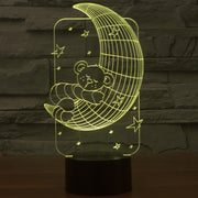 Moon Bears Style 3D Touch Switch Control LED Light , 7 Color Discoloration Creative Visual Stereo Lamp Desk Lamp Night Light