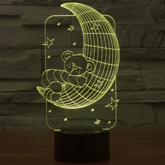 Moon Bears Style 3D Touch Switch Control LED Light , 7 Color Discoloration Creative Visual Stereo Lamp Desk Lamp Night Light