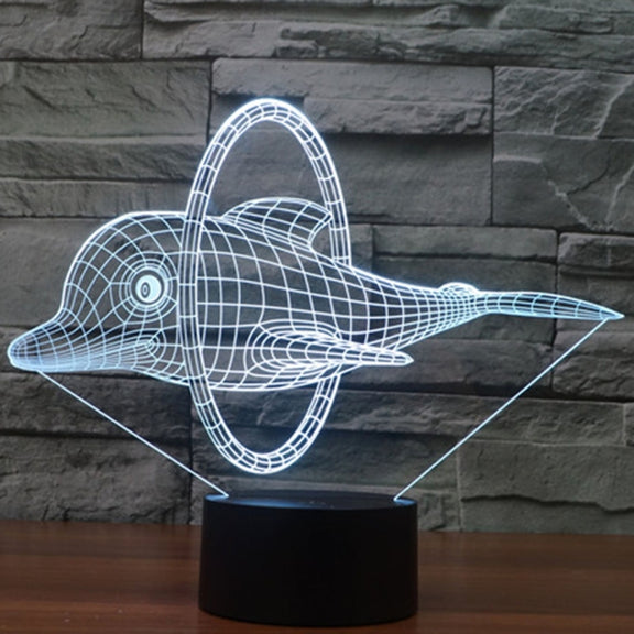 Dolphin Jump Style 3D Touch Switch Control LED Light , 7 Color Discoloration Creative Visual Stereo Lamp Desk Lamp Night Light