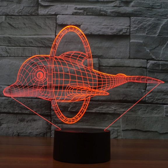 Dolphin Jump Style 3D Touch Switch Control LED Light , 7 Color Discoloration Creative Visual Stereo Lamp Desk Lamp Night Light